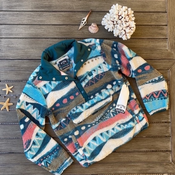 🌴🔆BILLABONG- SWITCH BACK JACKET FLEECE JACKET SWEATER PULL OVER🔆🌴 - Picture 2 of 10